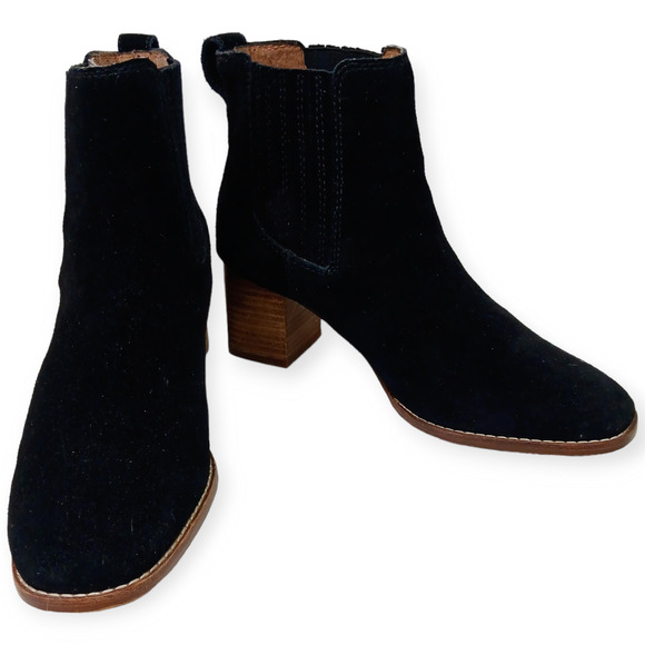 Madewell SZ 8.5 Kat Classic Heeled Chelsea Boot in Black Suede $178 - Picture 3 of 9